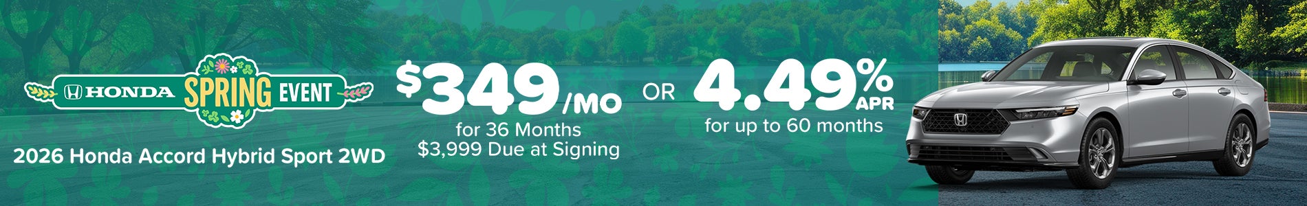 Lease a new 2026 Honda Accord Hybrid Sport 2WD for $349/mo in Metairie, LA