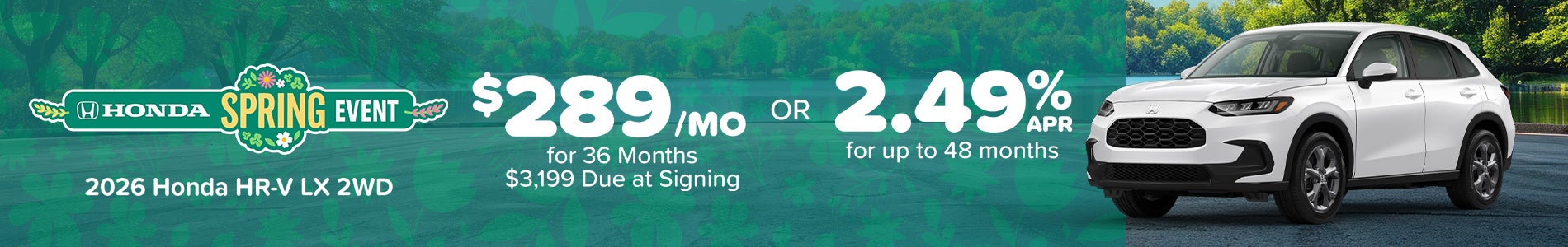 Lease a new 2026 Honda HR-V LX 2WD for $289/mo in Metairie, LA