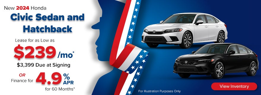 Enjoy 3.9% APR on a new 2024 Honda Civic in Metairie, LA 
